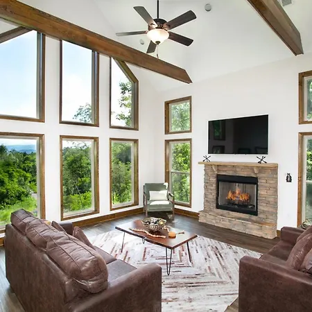 Smokeys Summit Epic View Hot Tub Fireplace
